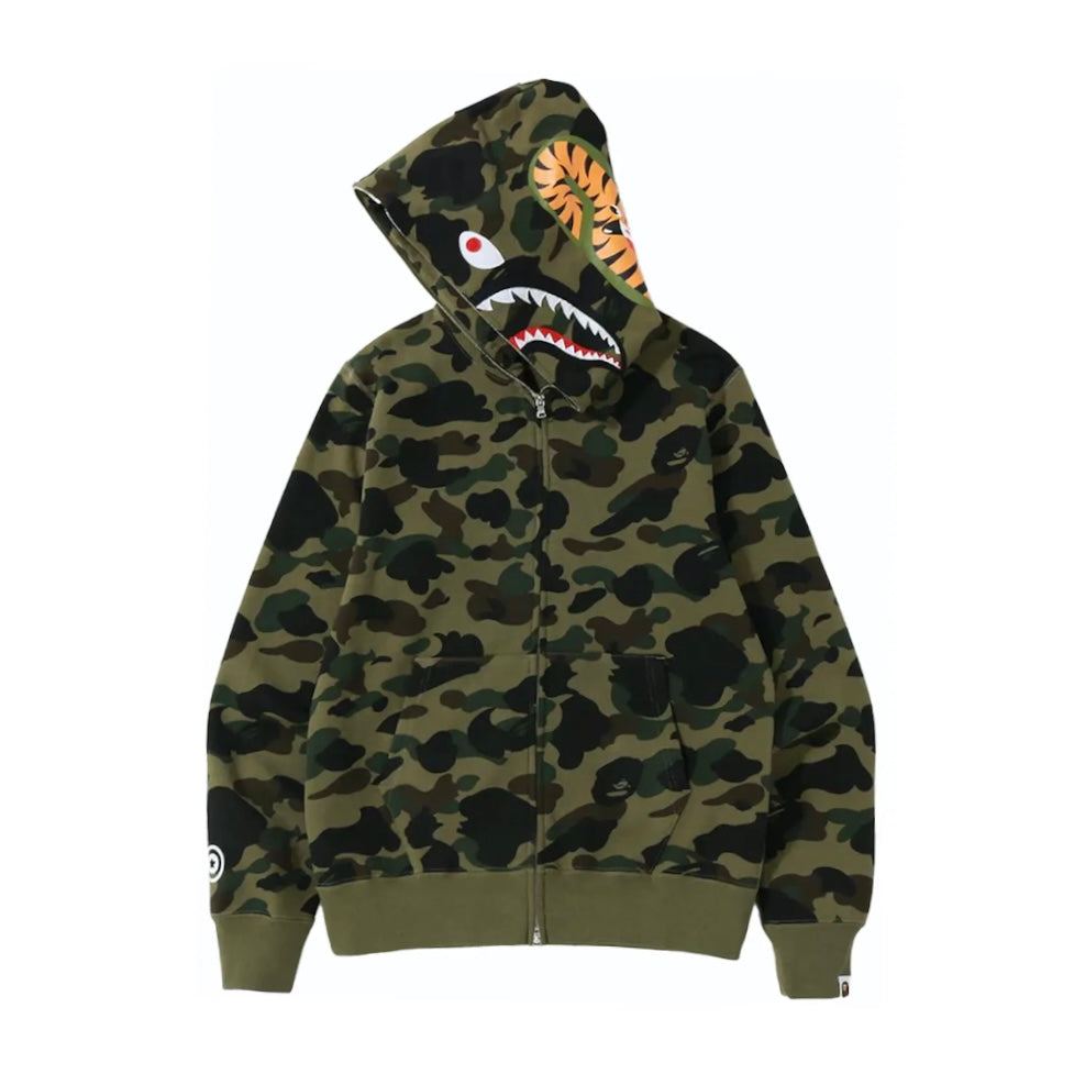 Bape Shark Full Zip Up (1st Camo - Green)